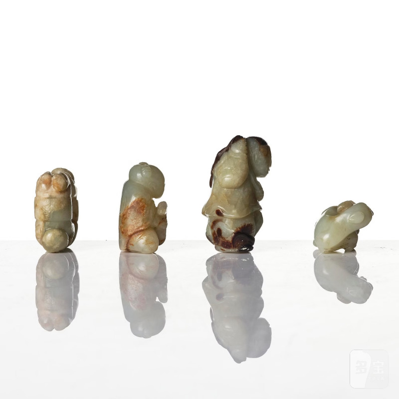 A group four well sculptured jade figurines, - 图5